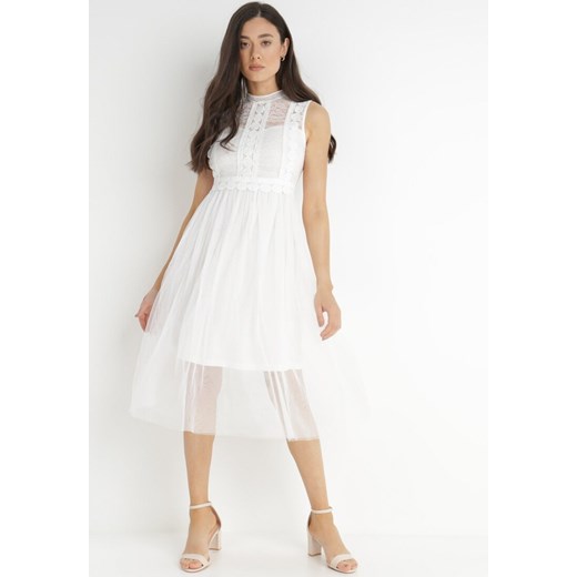 Biała Sukienka Ortiz ze sklepu Born2be Odzież w kategorii Sukienki - zdjęcie 172586088