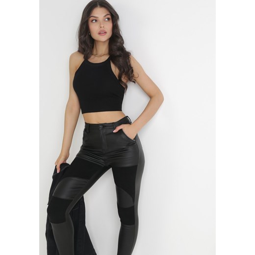 Czarne Spodnie Skinny z Imitacji Skóry Ziga ze sklepu Born2be Odzież w kategorii Spodnie damskie - zdjęcie 172586089