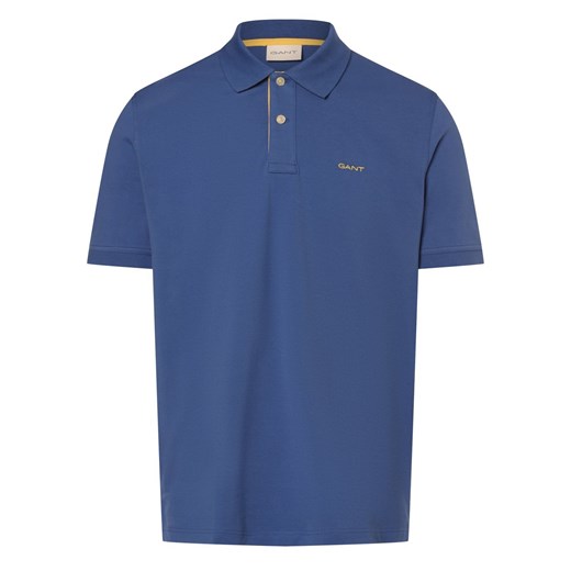 Gant Męska koszulka polo Mężczyźni Bawełna niebieski jednolity ze sklepu vangraaf w kategorii T-shirty męskie - zdjęcie 172588435
