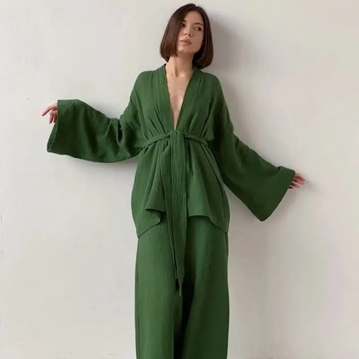 Piżama damska o kroju kimona - Zielony / S ze sklepu Maybella.pl w kategorii Piżamy damskie - zdjęcie 172590076