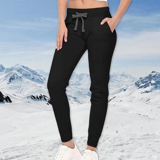 Spodnie dresowe ze ściągaczem - Czarny / L ze sklepu Maybella.pl w kategorii Spodnie damskie - zdjęcie 172590447