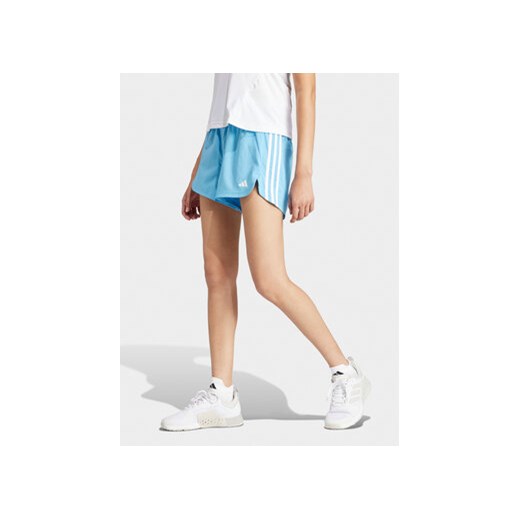 adidas Szorty sportowe Pacer Training 3-Stripes IS1664 Błękitny Regular Fit L wyprzedaż MODIVO