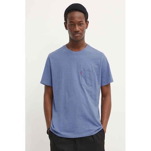 Levi&apos;s t-shirt bawełniany męski kolor fioletowy z nadrukiem ze sklepu ANSWEAR.com w kategorii T-shirty męskie - zdjęcie 172593506