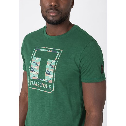 Timezone t-shirt męski zielony z krótkim rękawem 