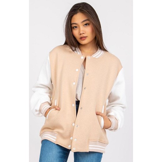 Bluza bejsbolówka beżowa EM-BL-722.44P, Kolor beżowy, Rozmiar S/M, EX MODA ze sklepu Primodo w kategorii Bluzy damskie - zdjęcie 172595979