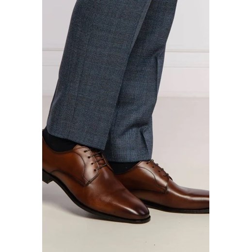 Buty eleganckie męskie BOSS HUGO brązowe sznurowane skórzane 