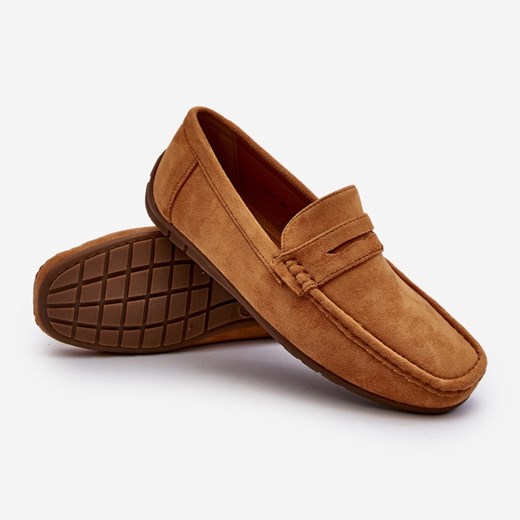 Męskie Zamszowe Mokasyny Camel Wesley brązowe 41 ButyModne.pl