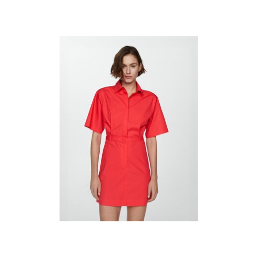 Mango Sukienka koszulowa Cirilia 67087124 Czerwony Regular Fit ze sklepu MODIVO w kategorii Sukienki - zdjęcie 172598116