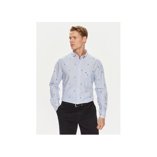 Tommy Hilfiger Koszula Global Stripe MW0MW34608 Niebieski Regular Fit ze sklepu MODIVO w kategorii Koszule męskie - zdjęcie 172598289