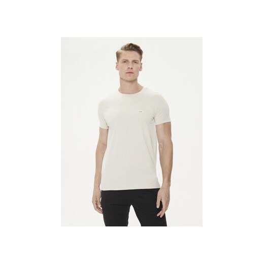 Calvin Klein T-Shirt K10K112724 Beżowy Slim Fit ze sklepu MODIVO w kategorii T-shirty męskie - zdjęcie 172598435
