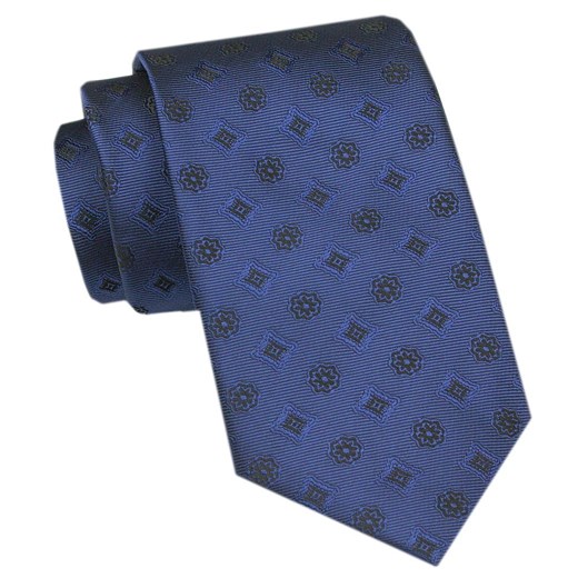 Elegancki Krawat Męski Angelo di Monti - Atramentowy w Geometryczny Wzór KRADM2113 ze sklepu JegoSzafa.pl w kategorii Krawaty - zdjęcie 172598647