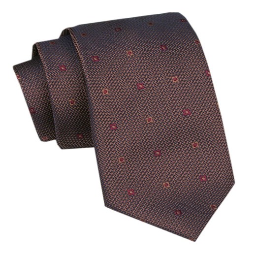 Elegancki Krawat Męski Angelo di Monti - Brązowy z Drobnym Wzorem KRADM2099 ze sklepu JegoSzafa.pl w kategorii Krawaty - zdjęcie 172598667