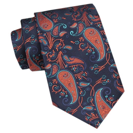 Elegancki Krawat Męski Angelo di Monti - Granat i Miedź, Paisley KRADM2097 ze sklepu JegoSzafa.pl w kategorii Krawaty - zdjęcie 172598689