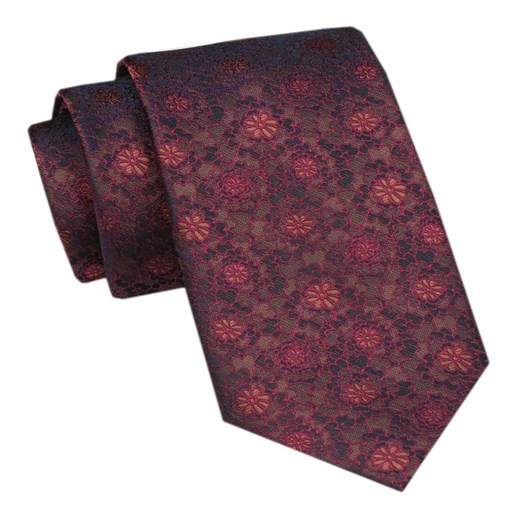 Elegancki Krawat Męski Angelo di Monti - Odcienie Czerwieni i Bordo, Kwiaty KRADM2100 ze sklepu JegoSzafa.pl w kategorii Krawaty - zdjęcie 172598707