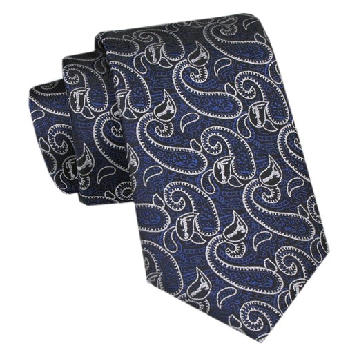 Elegancki Krawat Męski Angelo di Monti - Wzór Paisley na Granatowym Tle KRADM2130 ze sklepu JegoSzafa.pl w kategorii Krawaty - zdjęcie 172598715