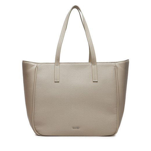 Shopper bag Calvin Klein beżowa na ramię na wakacje