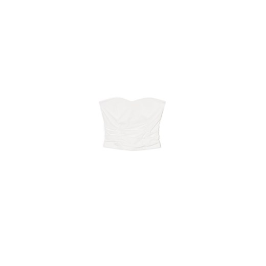 Cropp - Biały top z marszczeniami - biały ze sklepu Cropp w kategorii Bluzki damskie - zdjęcie 172599178