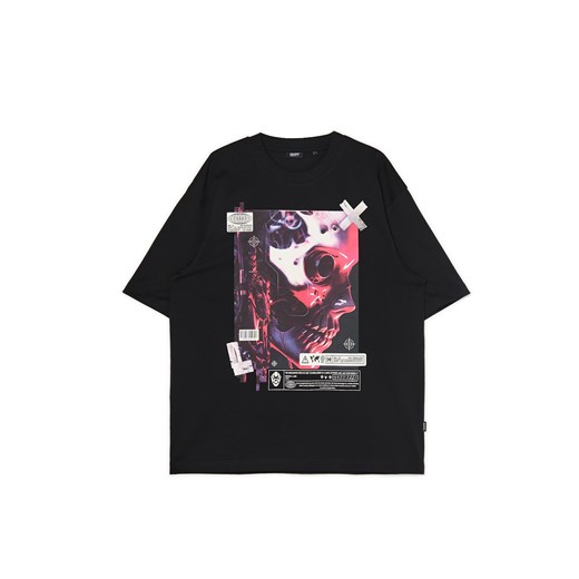 Cropp - Czarna koszulka typu comfort - czarny ze sklepu Cropp w kategorii T-shirty męskie - zdjęcie 172599269