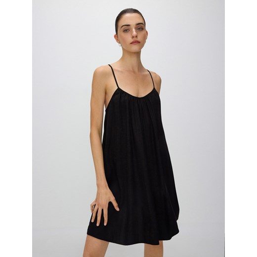 Reserved - Sukienka z wiskozą i lnem - czarny ze sklepu Reserved w kategorii Sukienki - zdjęcie 172599885