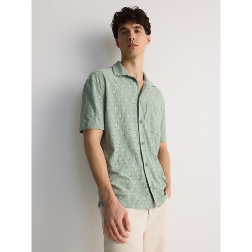 Reserved - Wzorzysta koszula comfort fit - jasnozielony ze sklepu Reserved w kategorii Koszule męskie - zdjęcie 172599945