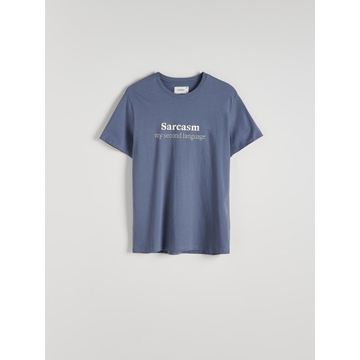 Reserved - T-shirt regular z nadrukiem - granatowy Reserved M Reserved