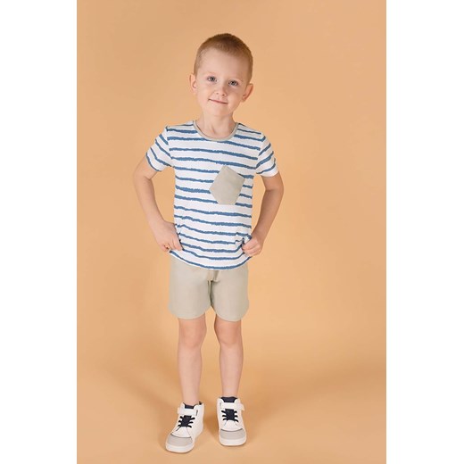 Komplet dla chłopca - t-shirt w paski i szare szorty ze sklepu 5.10.15 w kategorii Komplety chłopięce - zdjęcie 172601308