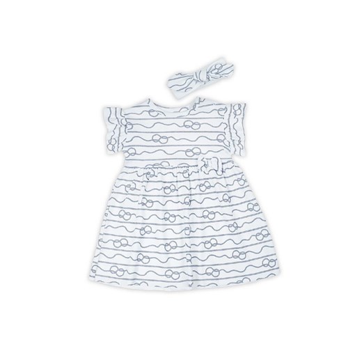 Sukienka dla niemowlaka biała z motywem morskim i opaską ze sklepu 5.10.15 w kategorii Sukienki niemowlęce - zdjęcie 172601317