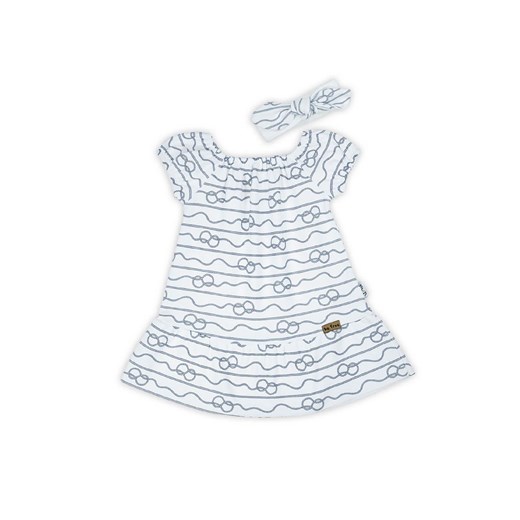Biała sukienka typu hiszpanka z krótkim rękawem i opaską ze sklepu 5.10.15 w kategorii Sukienki niemowlęce - zdjęcie 172601335