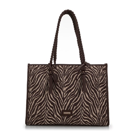 Torebka shopperka w zwierzęcy wzór z plecionymi uchami ze sklepu WITTCHEN w kategorii Torby Shopper bag - zdjęcie 172603886