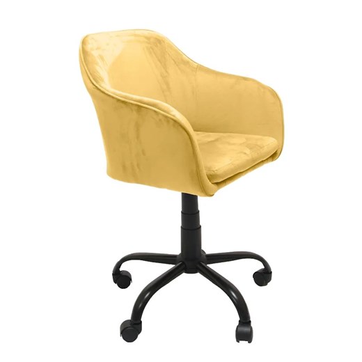 Żółty tapicerowany fotel obrotowy - Levros ze sklepu Edinos.pl w kategorii Krzesła biurowe - zdjęcie 172605115