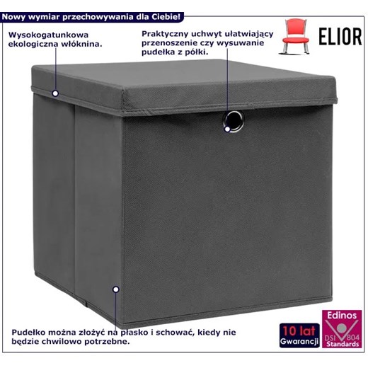 Zestaw szarych pudełek do przechowywania 4 sztuki - Dazo 4X Elior One Size Edinos.pl okazja