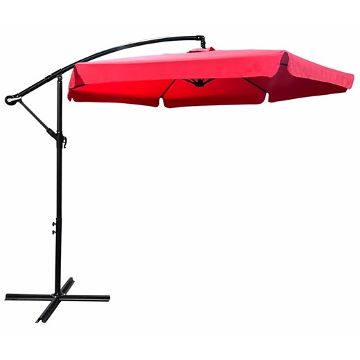 Czerwony parasol ogrodowy na wysięgniku - Tulior ze sklepu Edinos.pl w kategorii Parasole ogrodowe - zdjęcie 172605696
