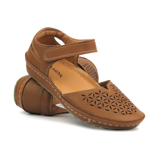 Skórzane sandały damskie - Kampa 154L9, brązowe ze sklepu ulubioneobuwie w kategorii Sandały damskie - zdjęcie 172606079