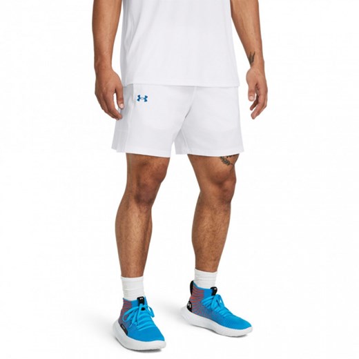 Męskie spodenki do koszykówki Under Armour UA Zone Woven Short - białe ze sklepu Sportstylestory.com w kategorii Spodenki męskie - zdjęcie 172611535