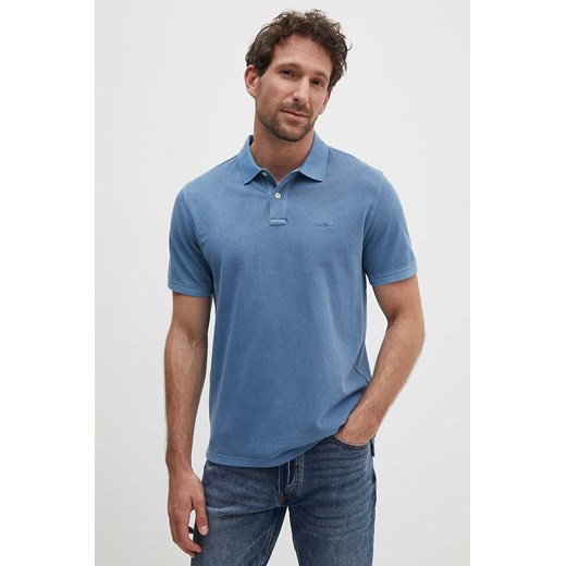 Pepe Jeans polo bawełniane kolor niebieski gładki ze sklepu ANSWEAR.com w kategorii T-shirty męskie - zdjęcie 172615268