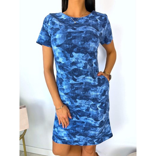 Niebieska Sukienka z Kieszeniami ze sklepu ModnaKiecka.pl w kategorii Sukienki - zdjęcie 172615385