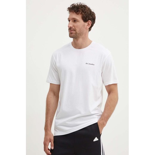 Columbia t-shirt bawełniany North Cascades kolor biały z nadrukiem 1834041 ze sklepu PRM w kategorii T-shirty męskie - zdjęcie 172617208