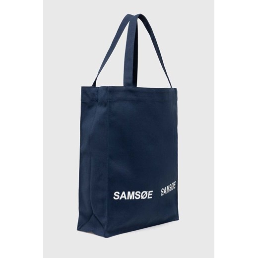 Shopper bag Samsoe na ramię niebieska