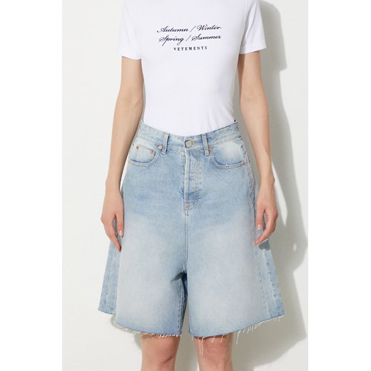 VETEMENTS szorty jeansowe Denim Shorts damskie kolor niebieski gładkie high waist UE64SS200N ze sklepu PRM w kategorii Szorty - zdjęcie 172617547