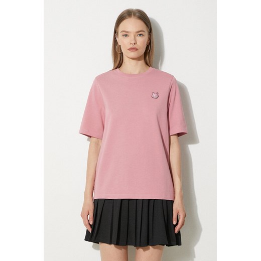 Maison Kitsuné t-shirt bawełniany Bold Fox Head Patch Comfort damski kolor różowy MW00127KJ0119 ze sklepu PRM w kategorii Bluzki damskie - zdjęcie 172617607