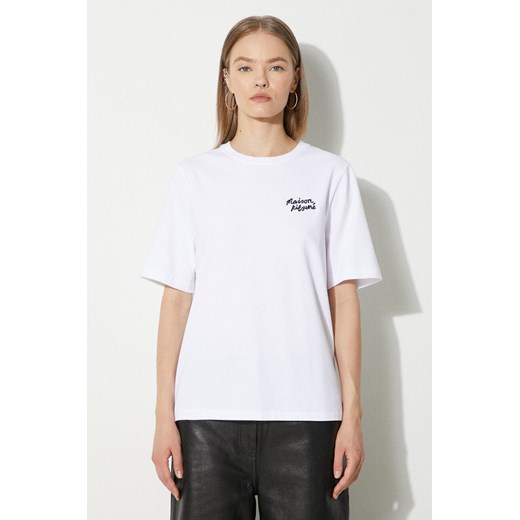 Maison Kitsuné t-shirt bawełniany Handwriting Comfort damski kolor biały MW00126KJ0119 ze sklepu PRM w kategorii Bluzki damskie - zdjęcie 172617615