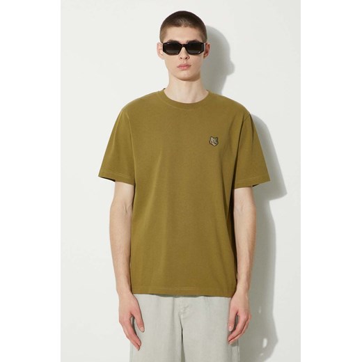 Maison Kitsuné t-shirt bawełniany Bold Fox Head Patch Comfort Tee Shirt męski kolor zielony z aplikacją MM00127KJ0118 ze sklepu PRM w kategorii T-shirty męskie - zdjęcie 172617677