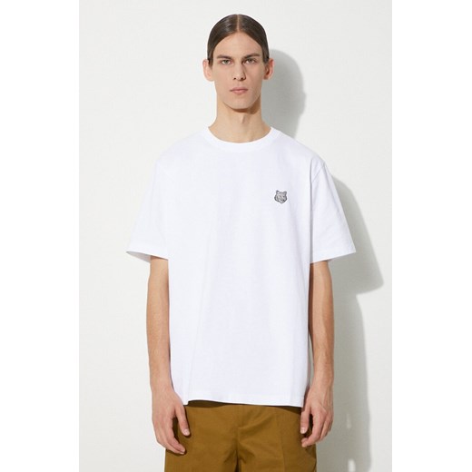 Maison Kitsuné t-shirt bawełniany Bold Fox Head Patch Comfort Tee Shirt męski kolor biały gładki MM00108KJ0118 ze sklepu PRM w kategorii T-shirty męskie - zdjęcie 172617679