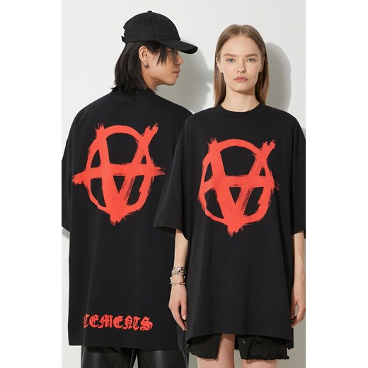 VETEMENTS t-shirt bawełniany Double Anarchy kolor czarny z nadrukiem UE64TR990BR ze sklepu PRM w kategorii T-shirty męskie - zdjęcie 172617697