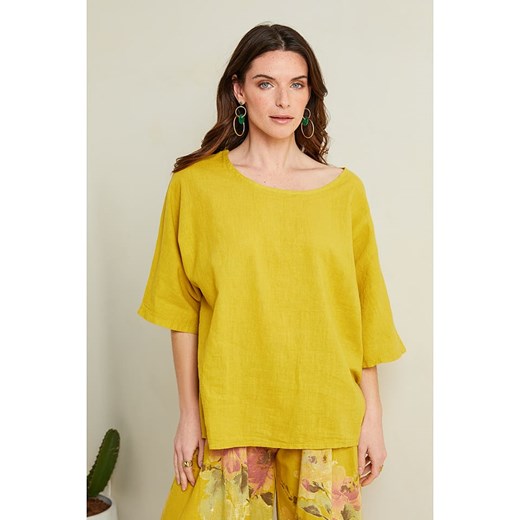 Le Monde du Lin Lniana koszulka w kolorze żółtym ze sklepu Limango Polska w kategorii Bluzki damskie - zdjęcie 172618225