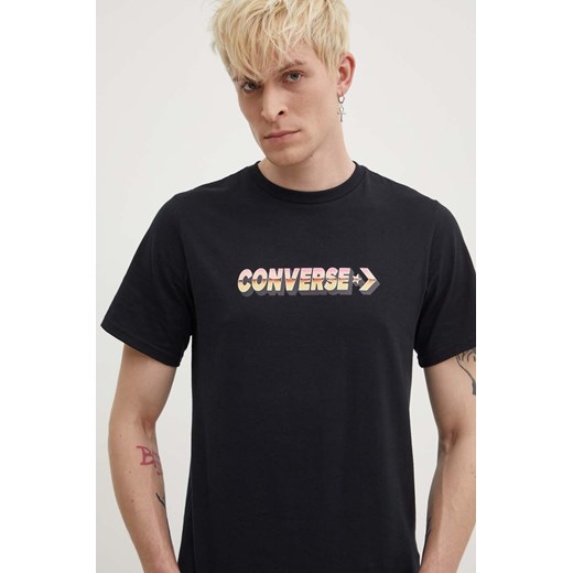 Converse t-shirt bawełniany kolor czarny z nadrukiem 10026416-A01 ze sklepu ANSWEAR.com w kategorii T-shirty męskie - zdjęcie 172619287