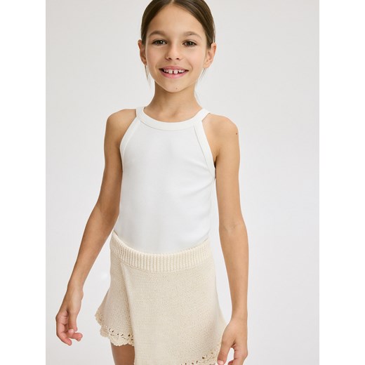 Reserved - Bawełniany top - złamana biel ze sklepu Reserved w kategorii Bluzki dziewczęce - zdjęcie 172620059