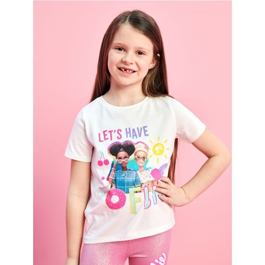 Sinsay - Koszulka Barbie - kremowy ze sklepu Sinsay w kategorii Bluzki dziewczęce - zdjęcie 172621267