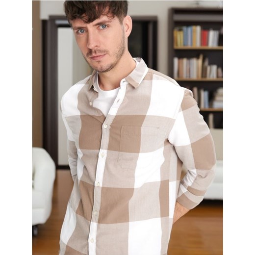 Sinsay - Koszula z kieszenią - brązowy ze sklepu Sinsay w kategorii Koszule męskie - zdjęcie 172621308