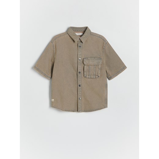 Reserved - Jeansowa koszula oversize - szary ze sklepu Reserved w kategorii Koszule chłopięce - zdjęcie 172621988